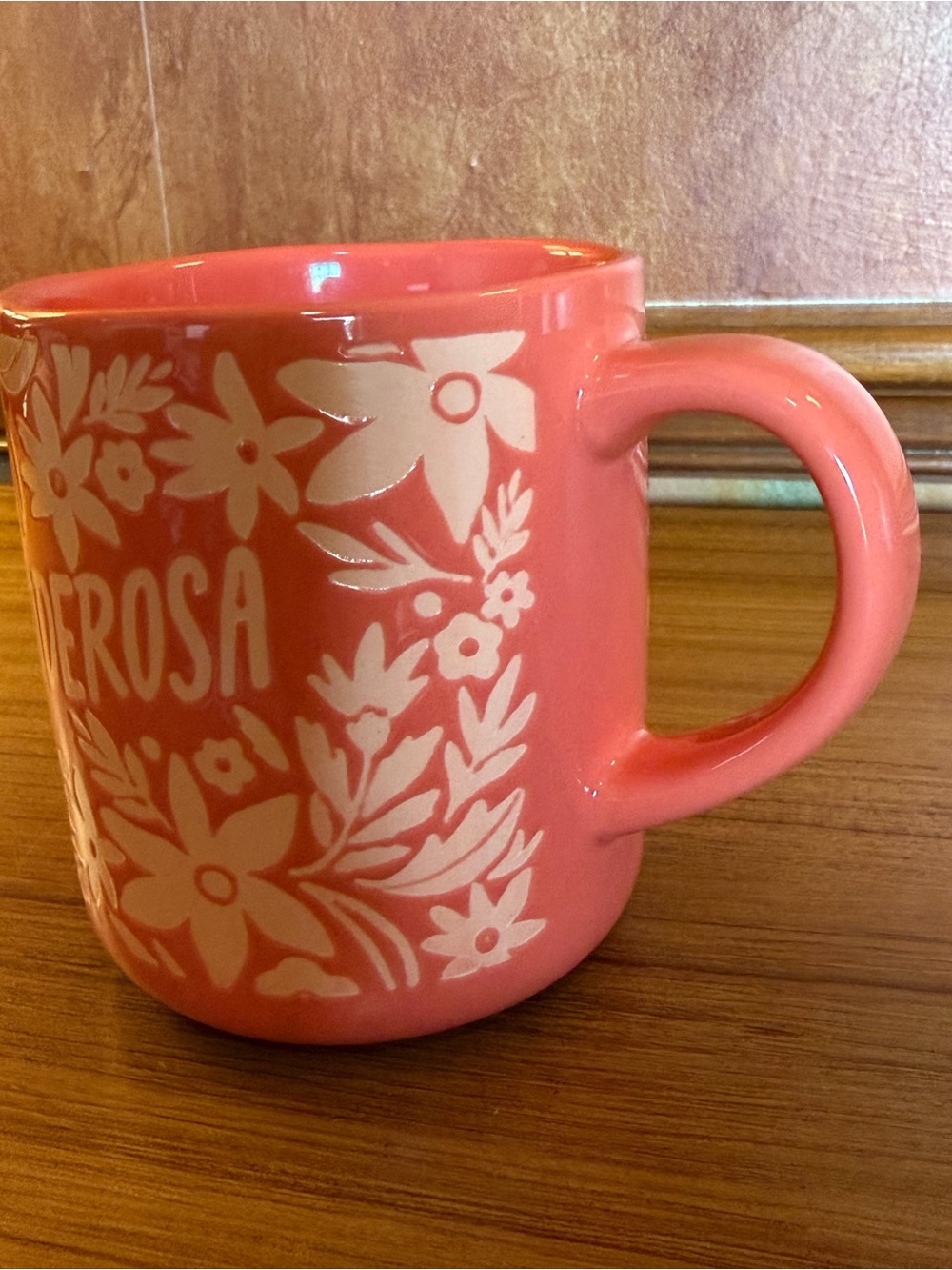 Opalhouse Target Poderosa Stoneware Coffee Mug Coral Pink Floral 16oz - Picture 5 of 6